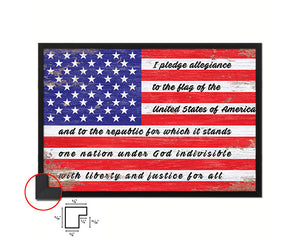 The Pledge of Allegiance American Shabby Chic Military Flag Framed Print Art