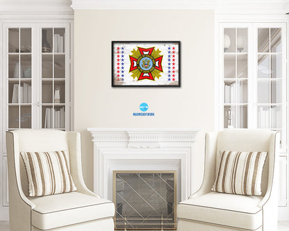 VFW Veterans of Foreign Wars Shabby Chic Military Flag Framed Print Decor Wall Art Gifts