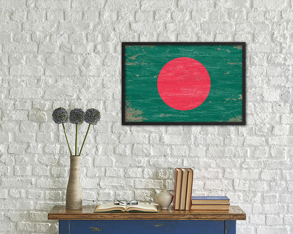 Bangladesh Shabby Chic Country Flag Wood Framed Print Wall Art Decor Gifts