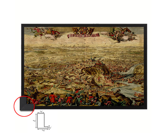 Mountain Fortress Siege Atlas Fortifications Battle Historical Map Framed Print Art Wall Decor Gifts