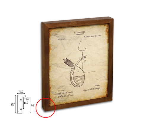 Pipe Tobacco Vintage Patent Artwork Walnut Frame Print Wall Art Decor Gifts