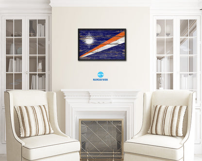 Marshall Islands Country Wood Rustic National Flag Wood Framed Print Wall Art Decor Gifts