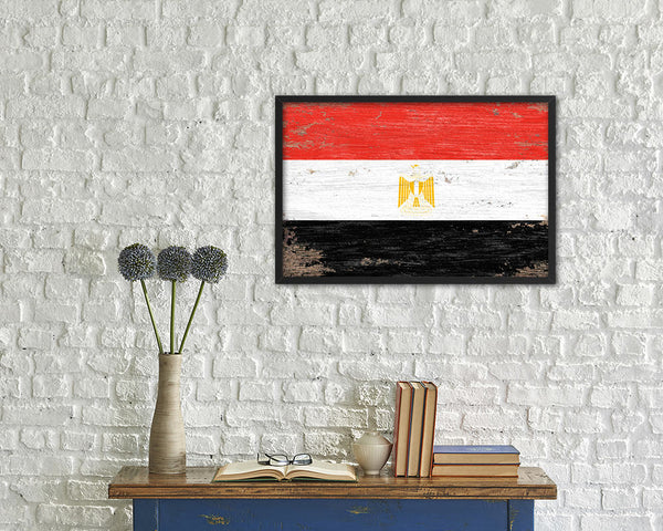 Egypt Shabby Chic Country Flag Wood Framed Print Wall Art Decor Gifts