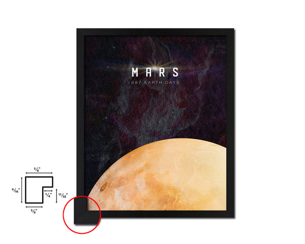 Mars Planet Prints Length of Year Watercolor Solar System Framed Print Home Decor Wall Art Gifts