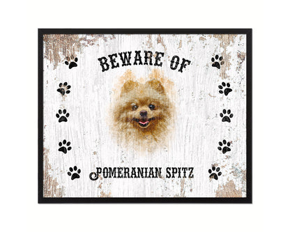Beware of Pekingese Sign Wood Framed Print Wall Art Decor Gifts