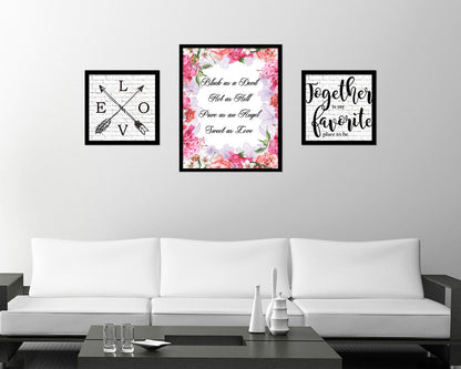 Black as a devil hot as hell pure as an angel sweet as love Quote Framed Artwork Print Wall Decor Art Gifts