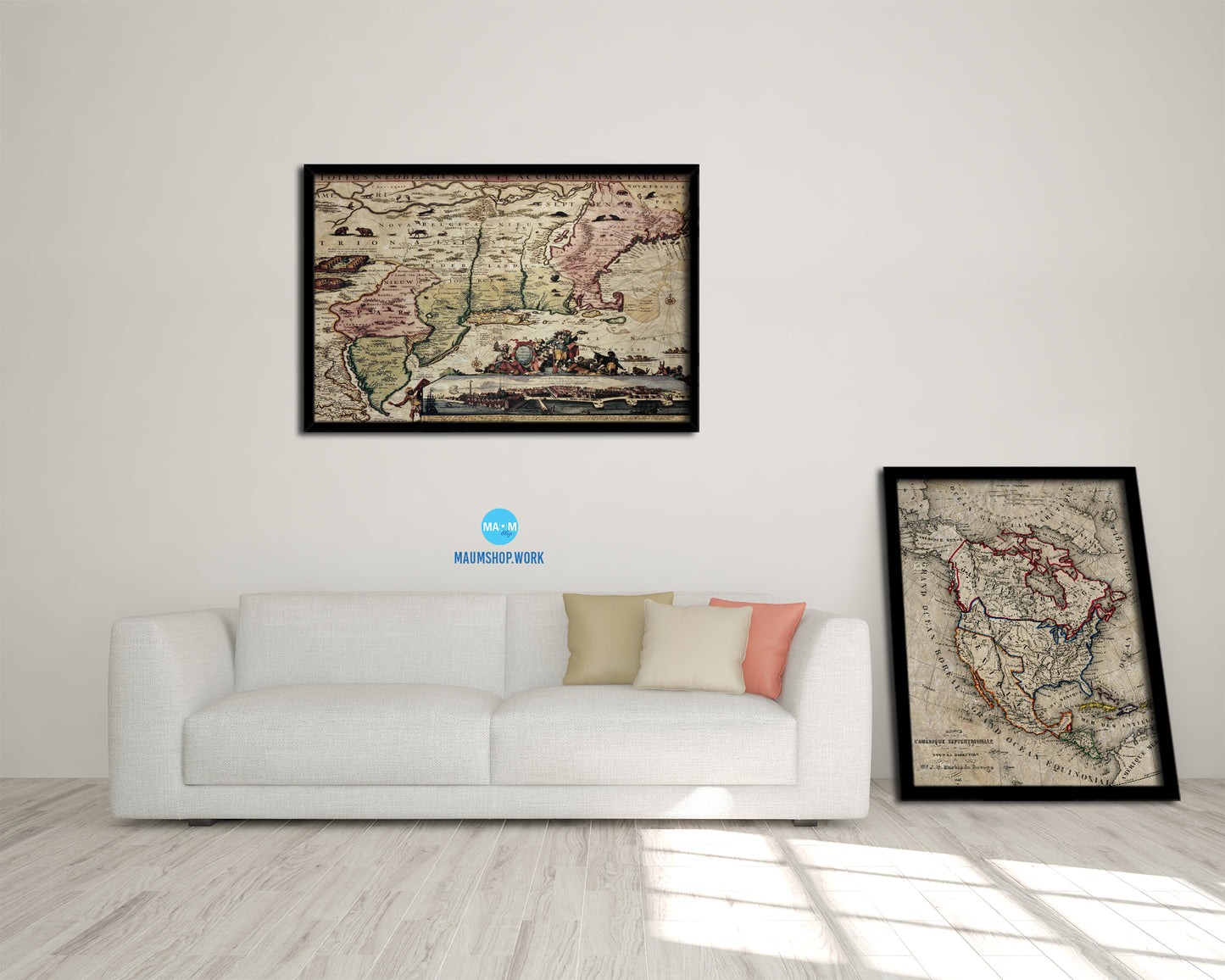 New England Carel Allard Amsterdam 1700 Historical Map Framed Print Art Wall Decor Gifts