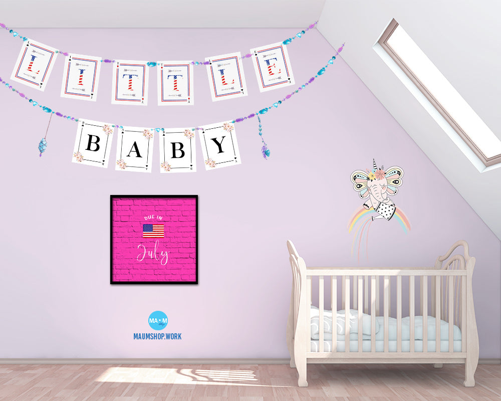 Baby Due In July Pregnancy Announcement Personalized Frame Print Wall Decor Art Gifts