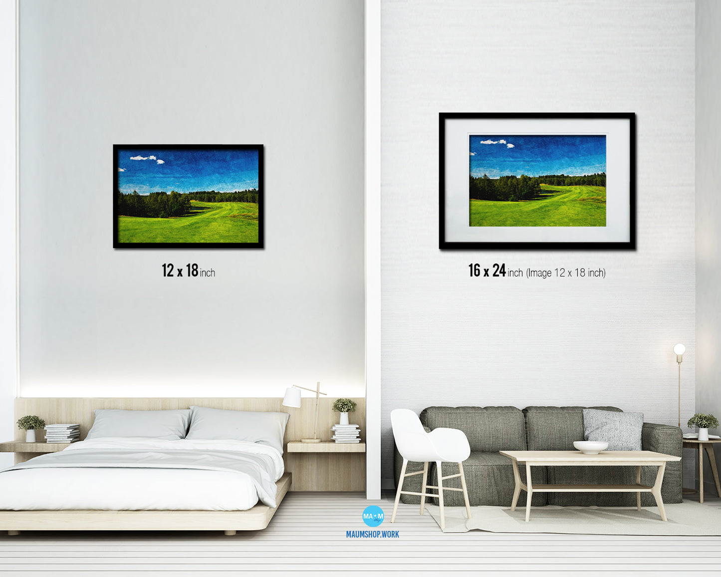 Sweden Golf Course Artwork Painting Print Art Wood Framed Wall Decor Gifts