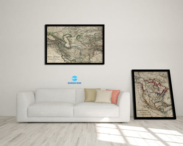 Middle East Iran Iraq Historical Map Framed Print Art Wall Decor Gifts