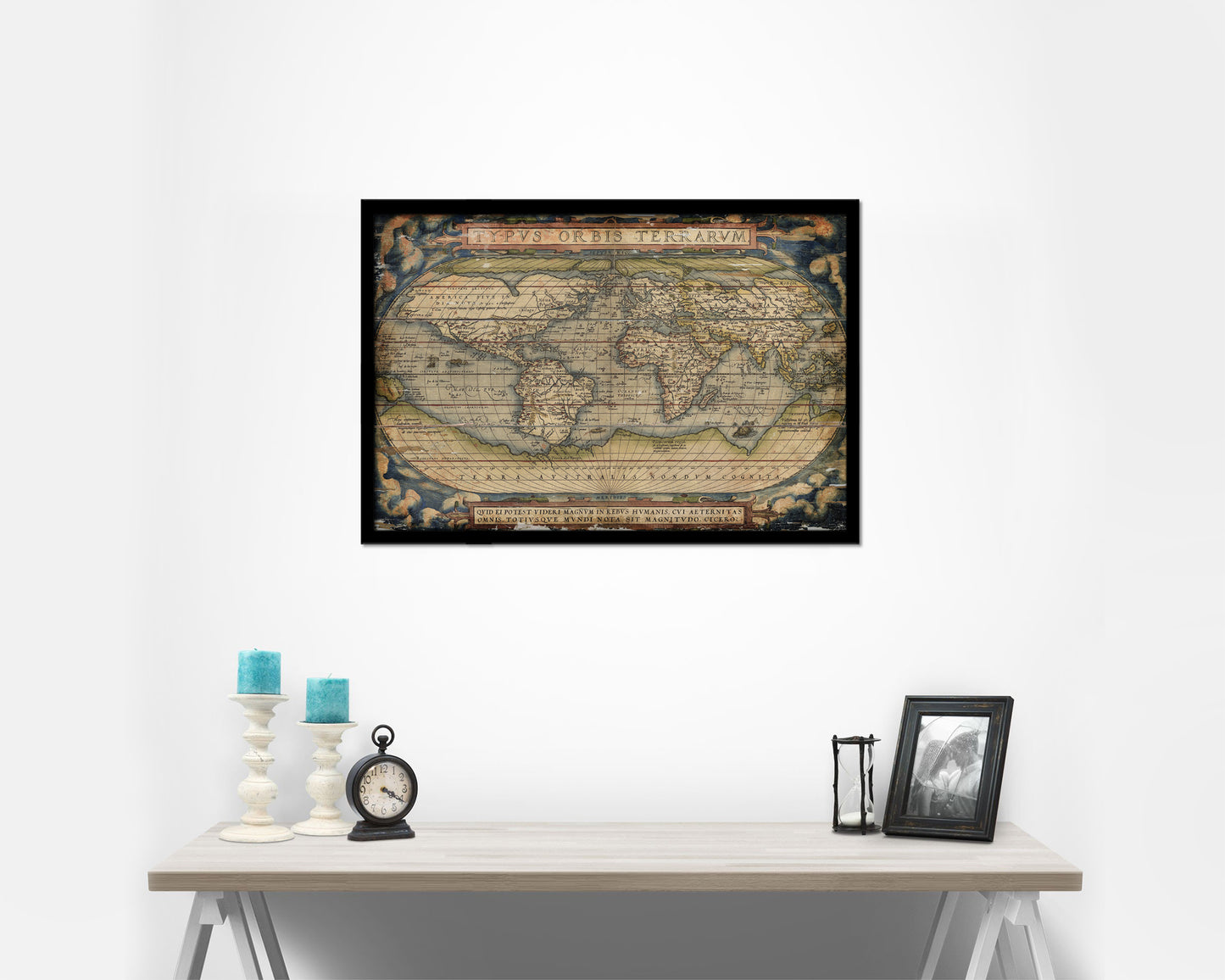 World Ortelius Circa Antique Map Framed Print Art Wall Decor Gifts