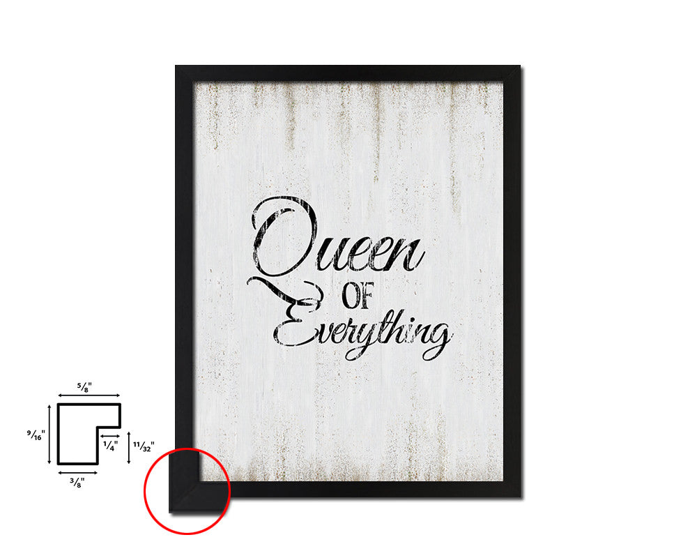 Queen of everythig Quote Wood Framed Print Wall Decor Art