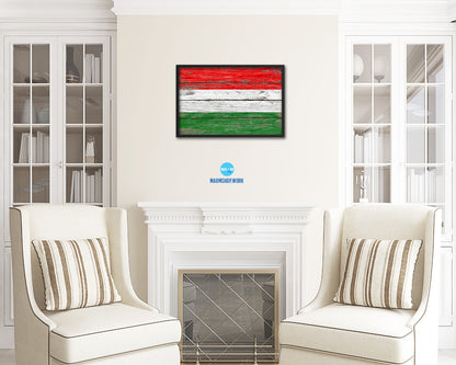 Hungary Country Wood Rustic National Flag Wood Framed Print Wall Art Decor Gifts