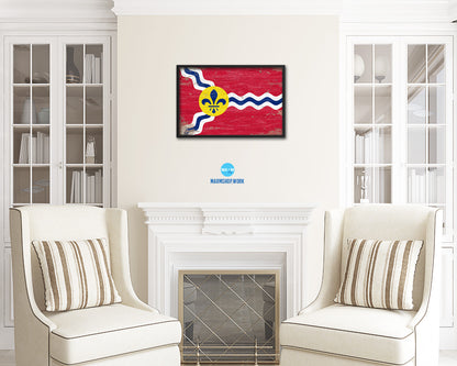 St Louis City Missouri State Shabby Chic Flag Framed Prints Decor Wall Art Gifts