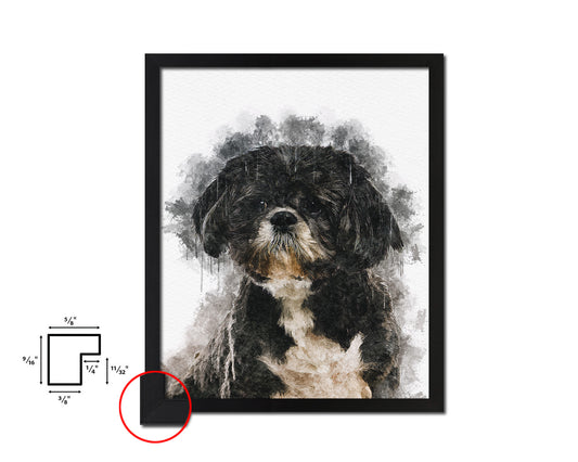Shih Tzu Dog Puppy Portrait Framed Print Pet Watercolor Wall Decor Art Gifts