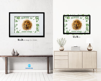 Beware of Chihuahua Sign Wood Framed Print Wall Art Decor Gifts