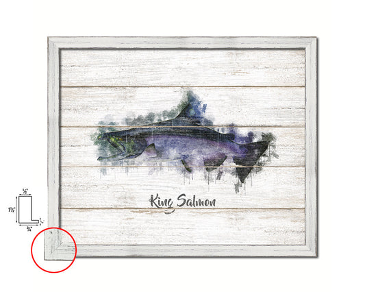 King Salmon Fish Framed Prints Modern Restaurant Sushi Bar Watercolor Wall Art Decor