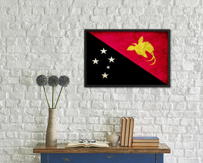 Papua New Guinea Country Vintage Flag Wood Framed Print Wall Art Decor Gifts
