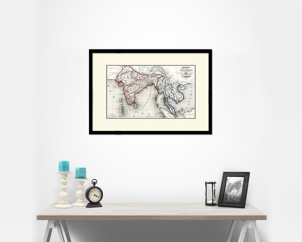 India and Southeast Asia Vietnam Old Map Framed Print Art Wall Decor Gifts