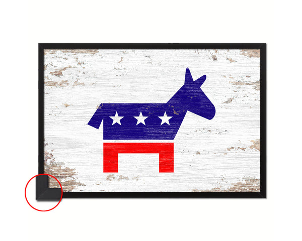 Democratic Party Political Democrat Shabby Chic Military Flag Framed Print Decor Wall Art Gifts