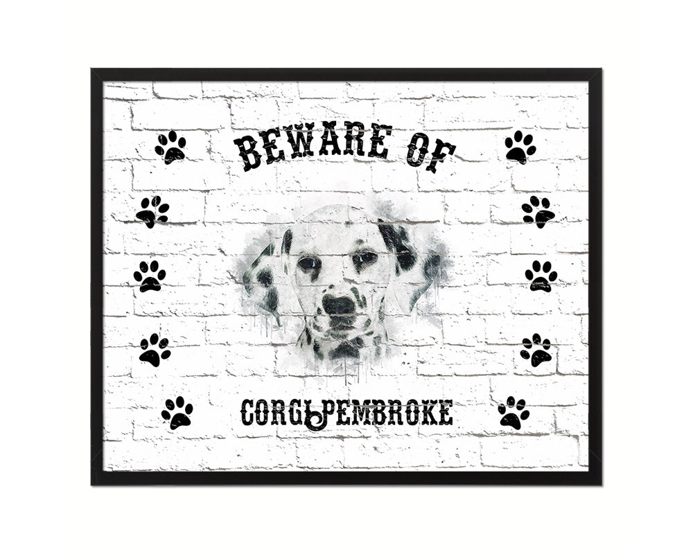 Beware of Dalmatian Sign Wood Framed Print Wall Art Decor Gifts