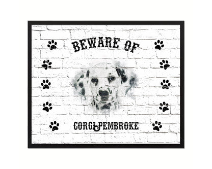Beware of Dalmatian Sign Wood Framed Print Wall Art Decor Gifts