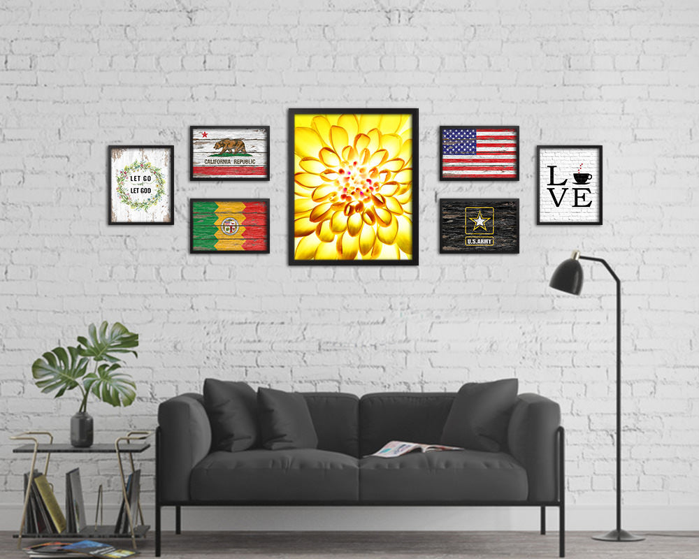 Chrysanthemum Yellow Flower Wood Framed Paper Print Wall Decor Art Gifts