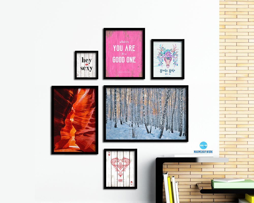 Birch Grove Trees Winter Landscape Painting Print Art Frame Home Wall Decor Gifts