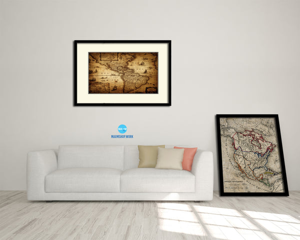 America 1690 Old Map Framed Print Art Wall Decor Gifts