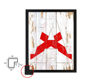 Alabama State Initial Flag Wood Framed Paper Print Decor Wall Art Gifts, Beach
