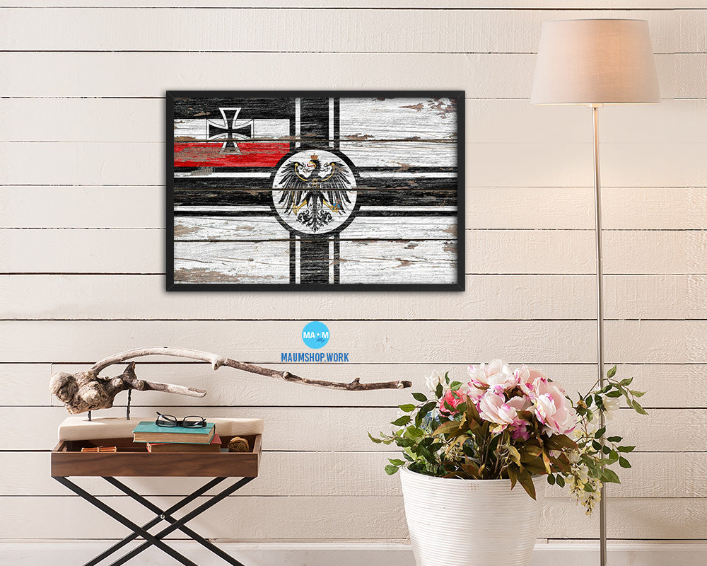 Imperial German Navy 1867-1871 War Wood Rustic Flag Wood Framed Print Wall Art Decor Gifts