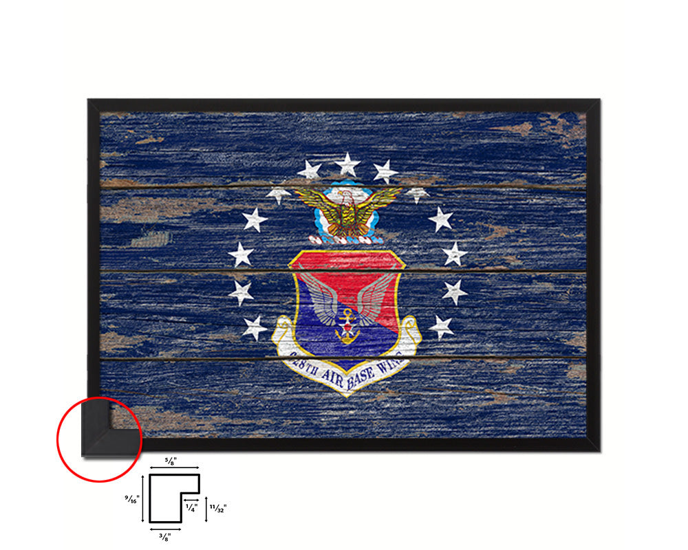 628th Air Base Wing Vintage Emblem Flag Wood Frame Paper Print Wall Art Decor Gifts