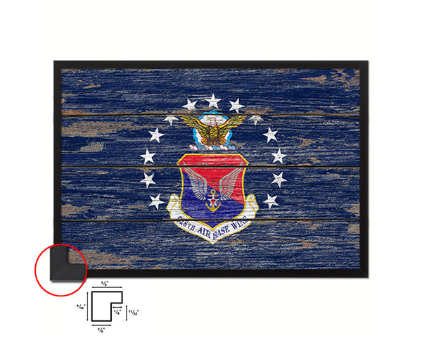 628th Air Base Wing Vintage Emblem Flag Wood Frame Paper Print Wall Art Decor Gifts
