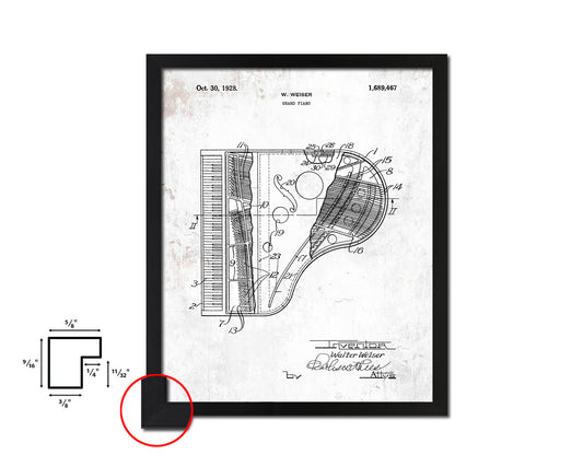 Grand Piano Music Vintage Patent Artwork Black Frame Print Gifts