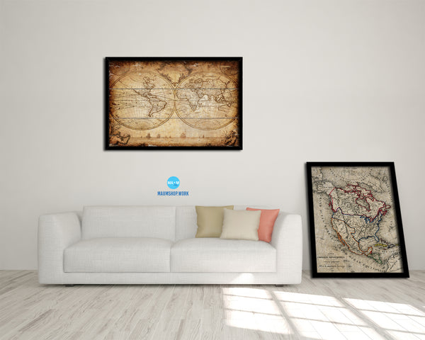 World Johann Matthias Hase 1733 Antique Map Framed Print Art Wall Decor Gifts
