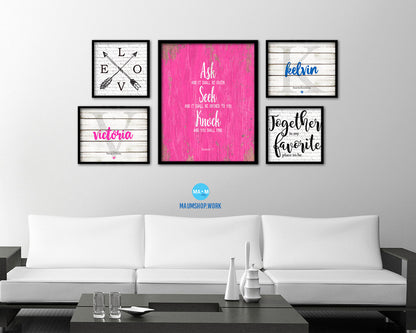 Ask Seek and Knock, Matthew 7:7 Quote Framed Print Home Decor Wall Art Gifts