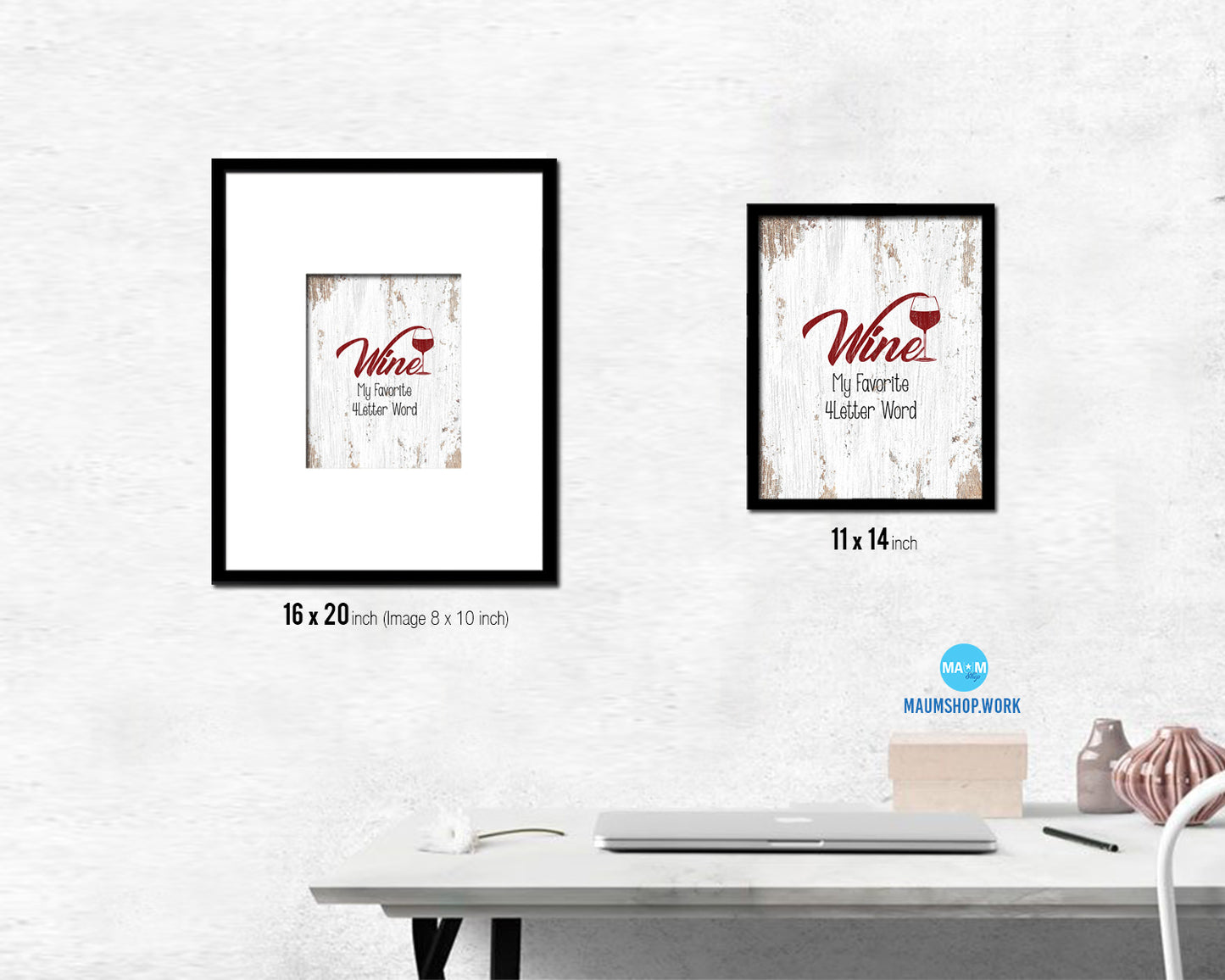Wine is my favorite 4 letter word Words Wood Framed Print Wall Decor Art Gifts