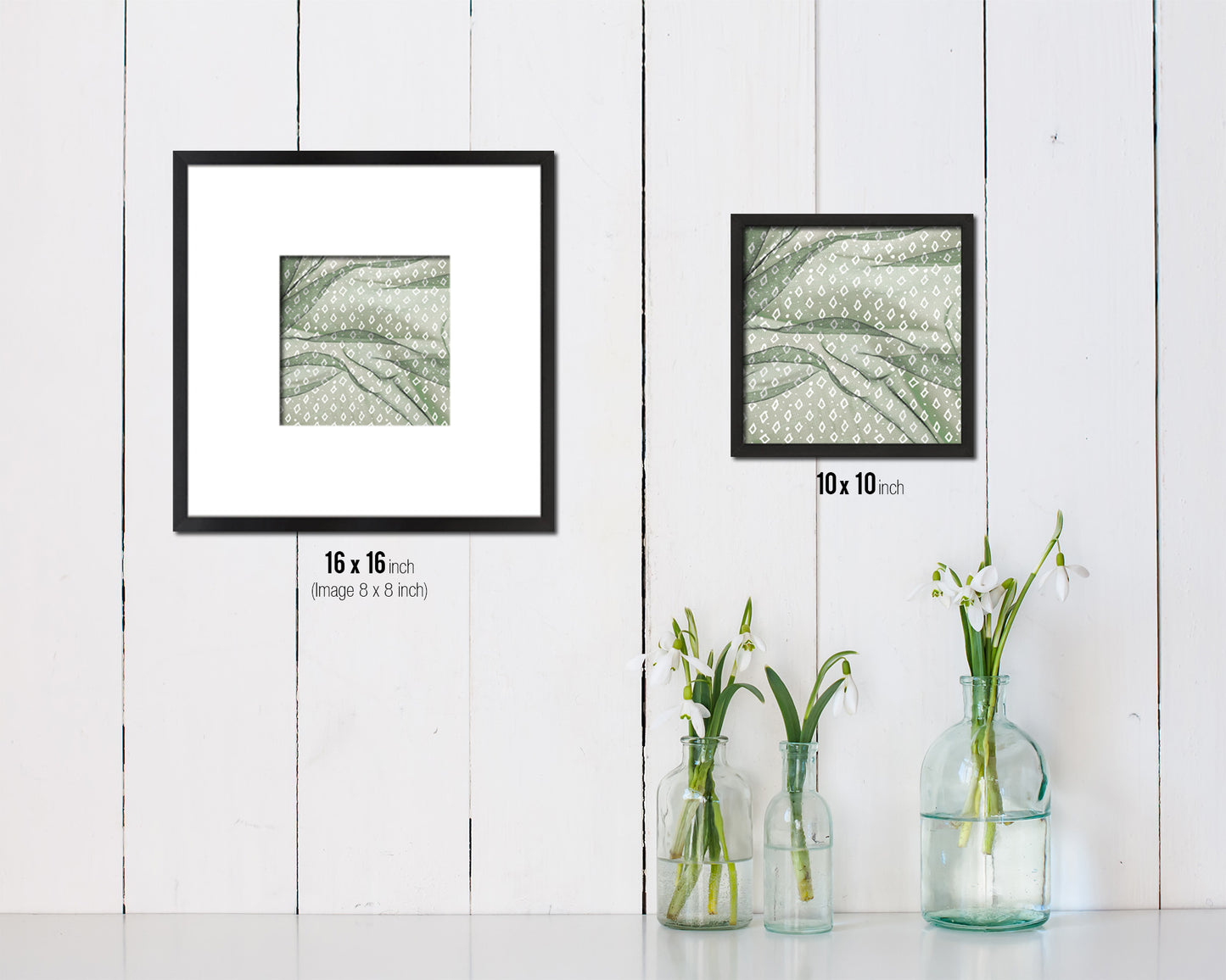 Abstract Green Artwork Wood Frame Gifts Modern Wall Decor Art Prints