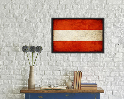 Austria Country Vintage Flag Wood Framed Print Wall Art Decor Gifts