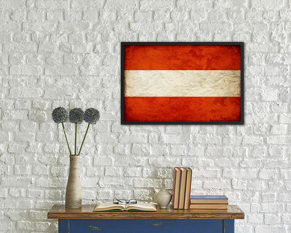 Austria Country Vintage Flag Wood Framed Print Wall Art Decor Gifts