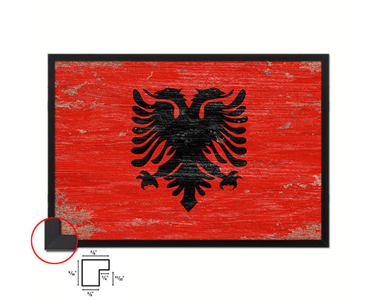 Albania Shabby Chic Country Flag Wood Framed Print Wall Art Decor Gifts
