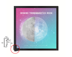 Waning Third Quarter Lunar Phases Colorful Moon Watercolor Framed Prints Home Decor Wall Art Gifts