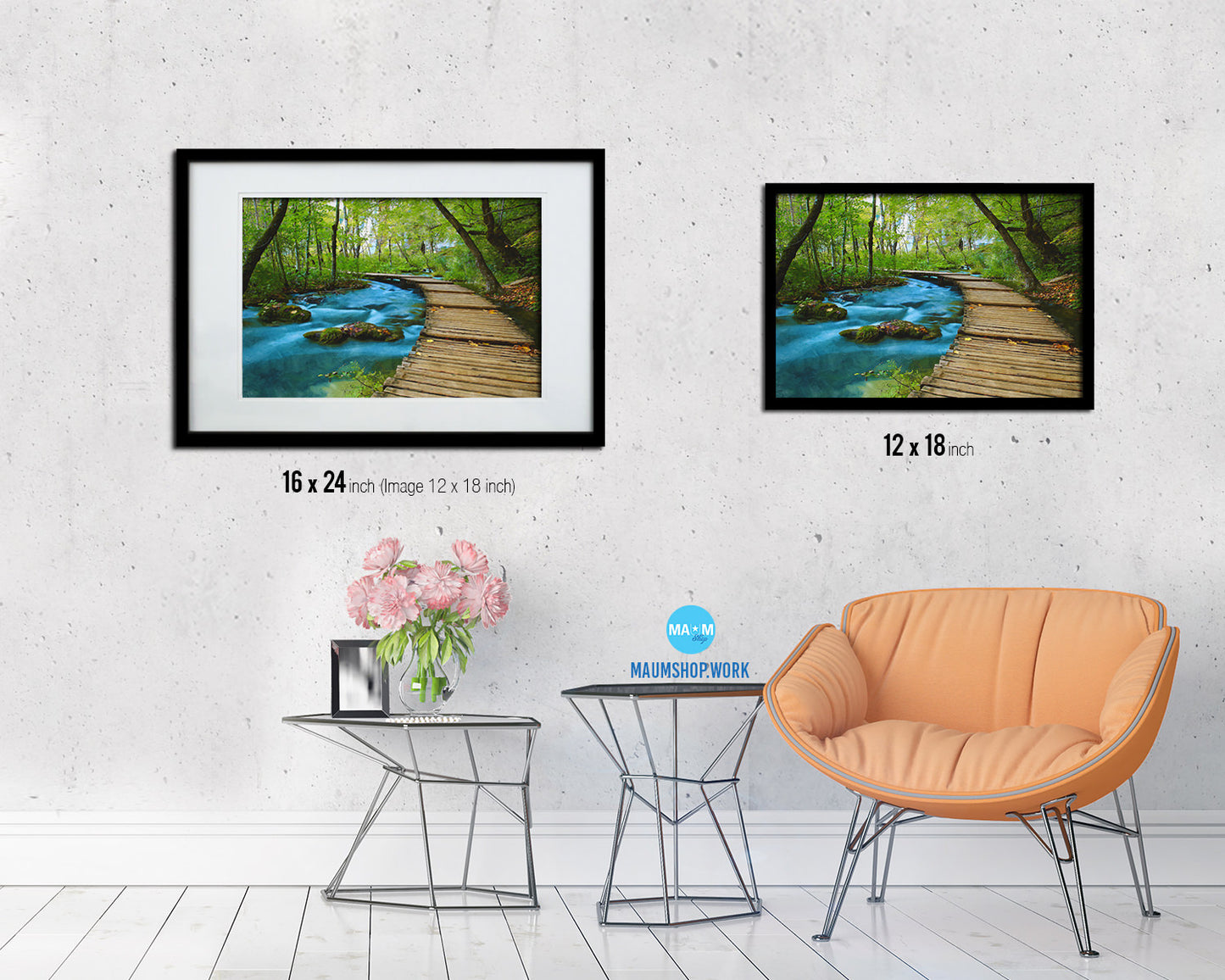 Croatia Europe Plitvice Lakes National Park Wooden Path Landscape Painting Print Art Frame