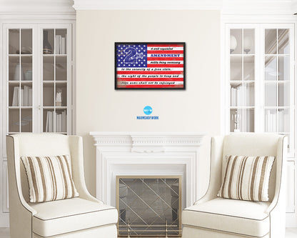 2nd Amendment Shabby Chic Military Flag Framed Print Decor Wall Art Gifts