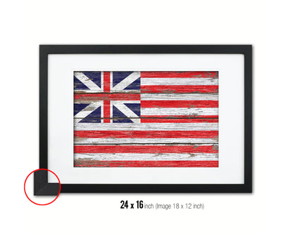 Grand Union Wood Rustic Flag Wood Framed Print Wall Art Decor Gifts