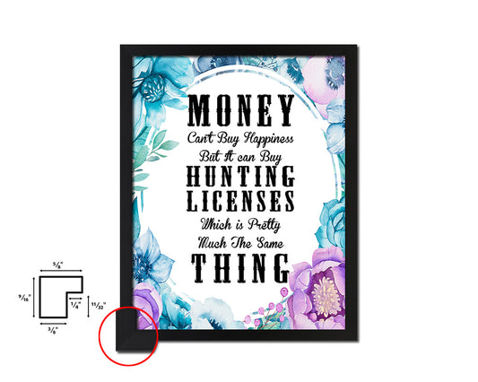 Money cant buy happiness Quote Boho Flower Framed Print Wall Decor Art