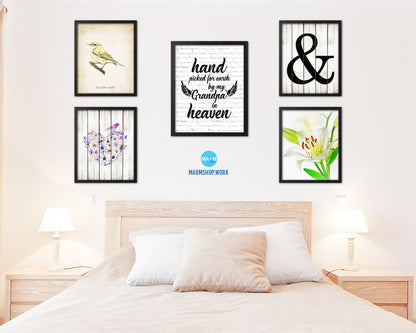 Hand picked for earth by our grandpa in heaven Quote Framed Print Wall Art Decor Gifts