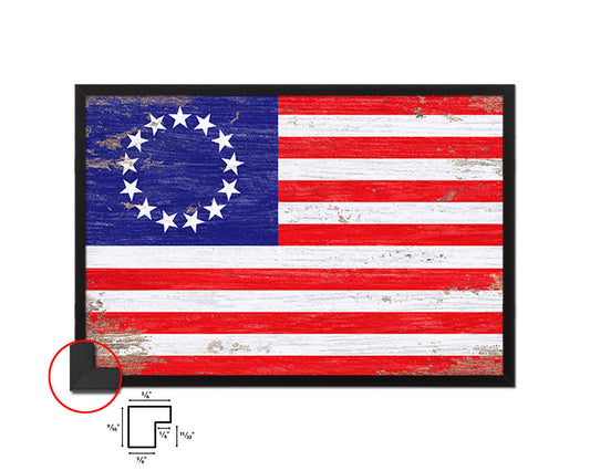 13 Colonies Shabby Chic Military Flag Framed Print Decor Wall Art Gifts