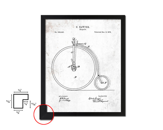Vehicle Bicycle Vintage Patent Artwork Black Frame Print Wall Art Decor Gifts