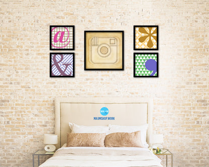 Instagram Social Media Symbol Icons logo Wood Framed Print Home Decor Wall Art Gifts